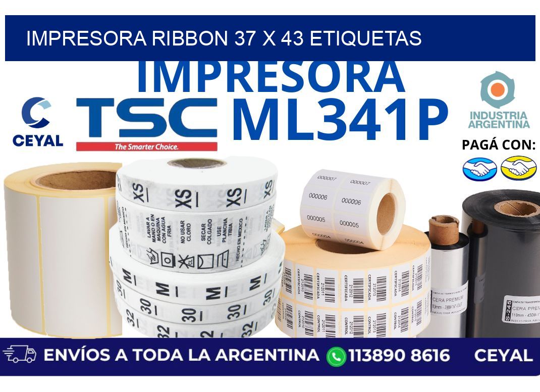 impresora ribbon 37 x 43 etiquetas