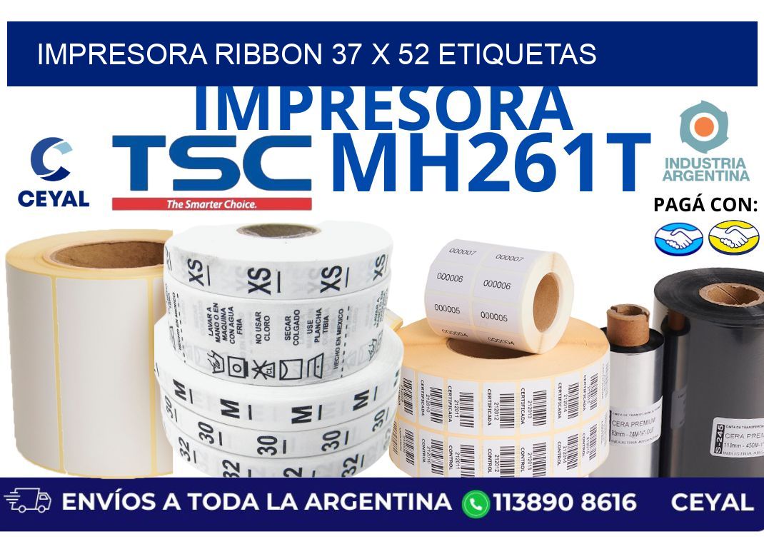 impresora ribbon 37 x 52 etiquetas