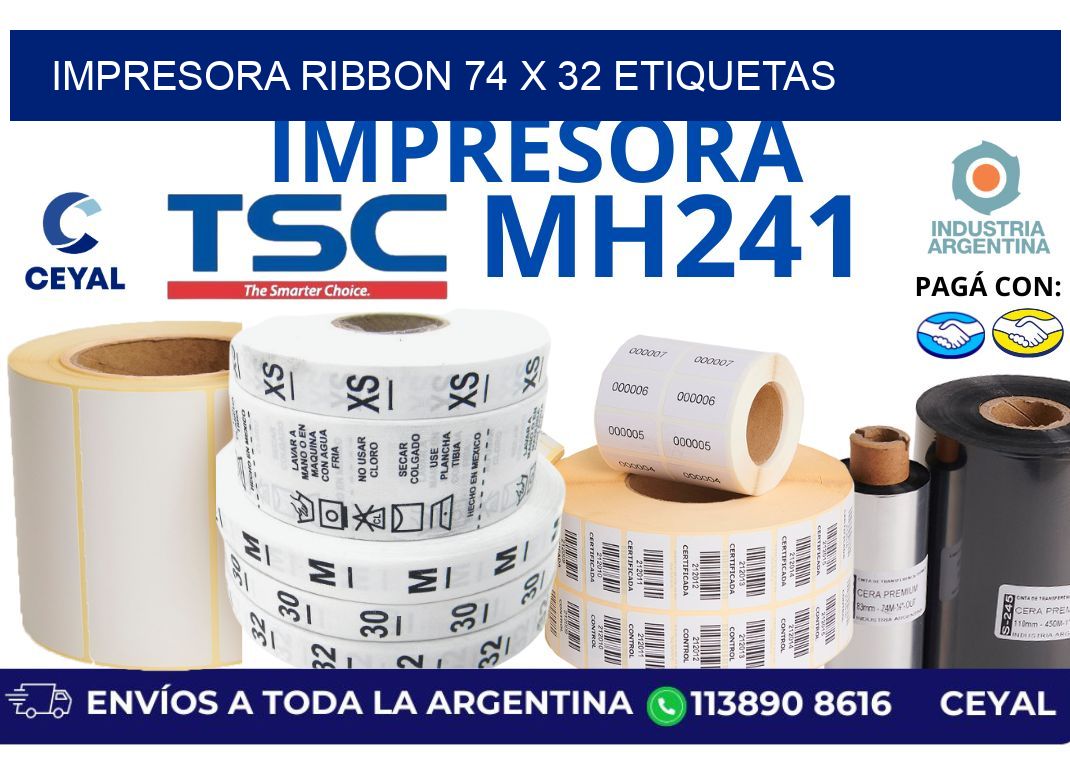 impresora ribbon 74 x 32 etiquetas
