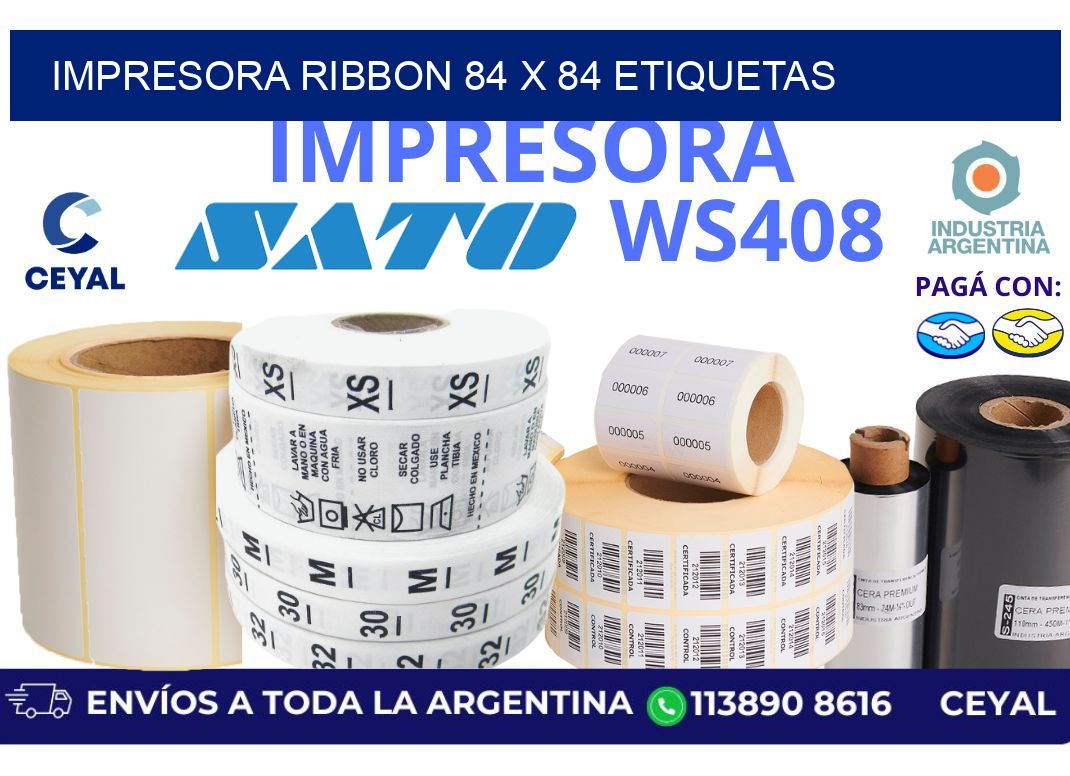 impresora ribbon 84 x 84 etiquetas