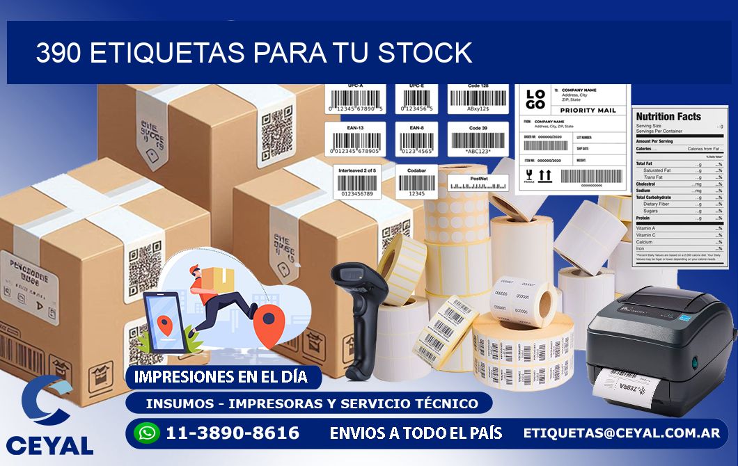 390 etiquetas para tu stock