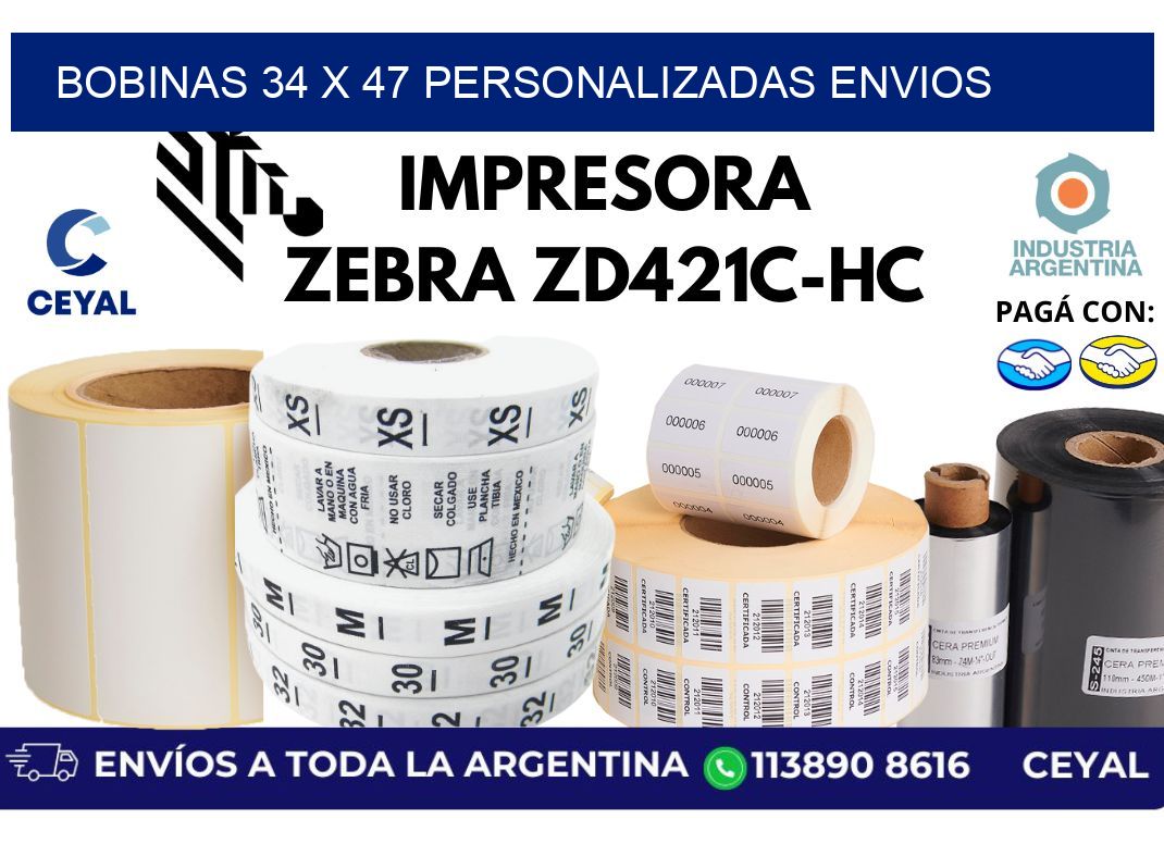 bobinas 34 x 47 personalizadas envios