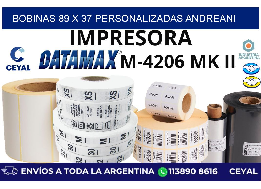 bobinas 89 x 37 personalizadas andreani