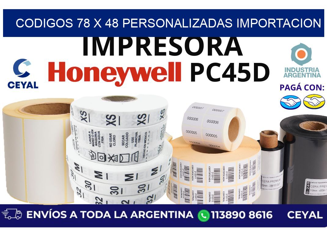 codigos 78 x 48 personalizadas importacion