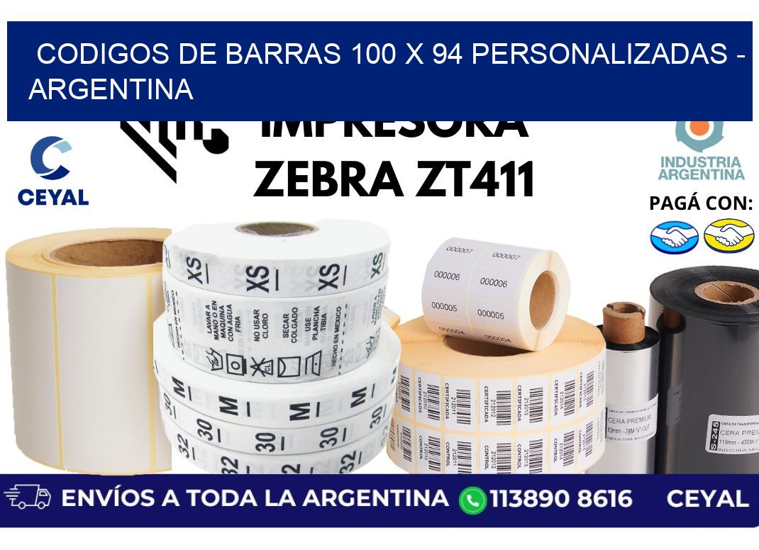codigos de barras 100 x 94 personalizadas - Argentina