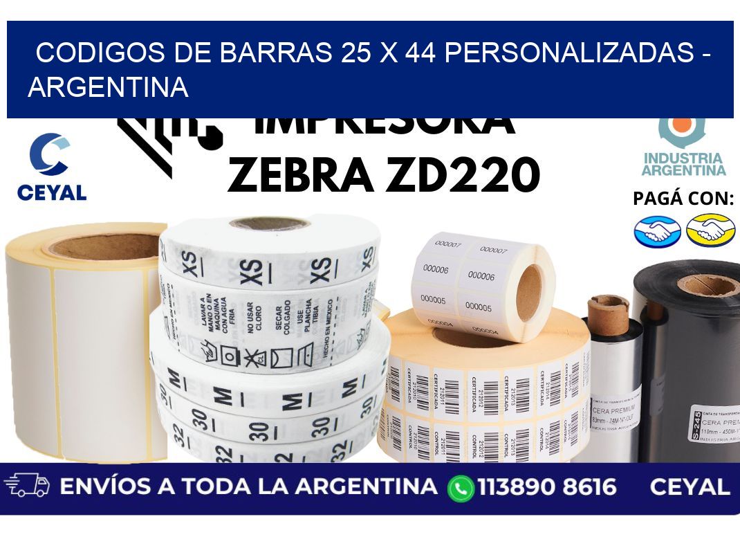 codigos de barras 25 x 44 personalizadas - Argentina