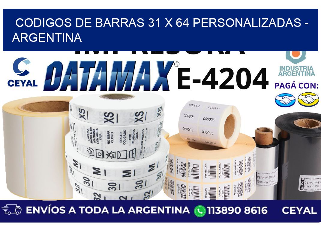 codigos de barras 31 x 64 personalizadas – Argentina