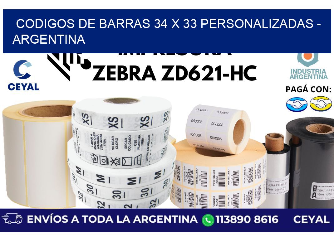 codigos de barras 34 x 33 personalizadas - Argentina