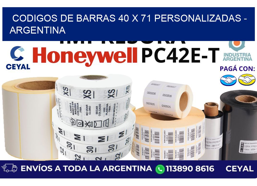 codigos de barras 40 x 71 personalizadas - Argentina