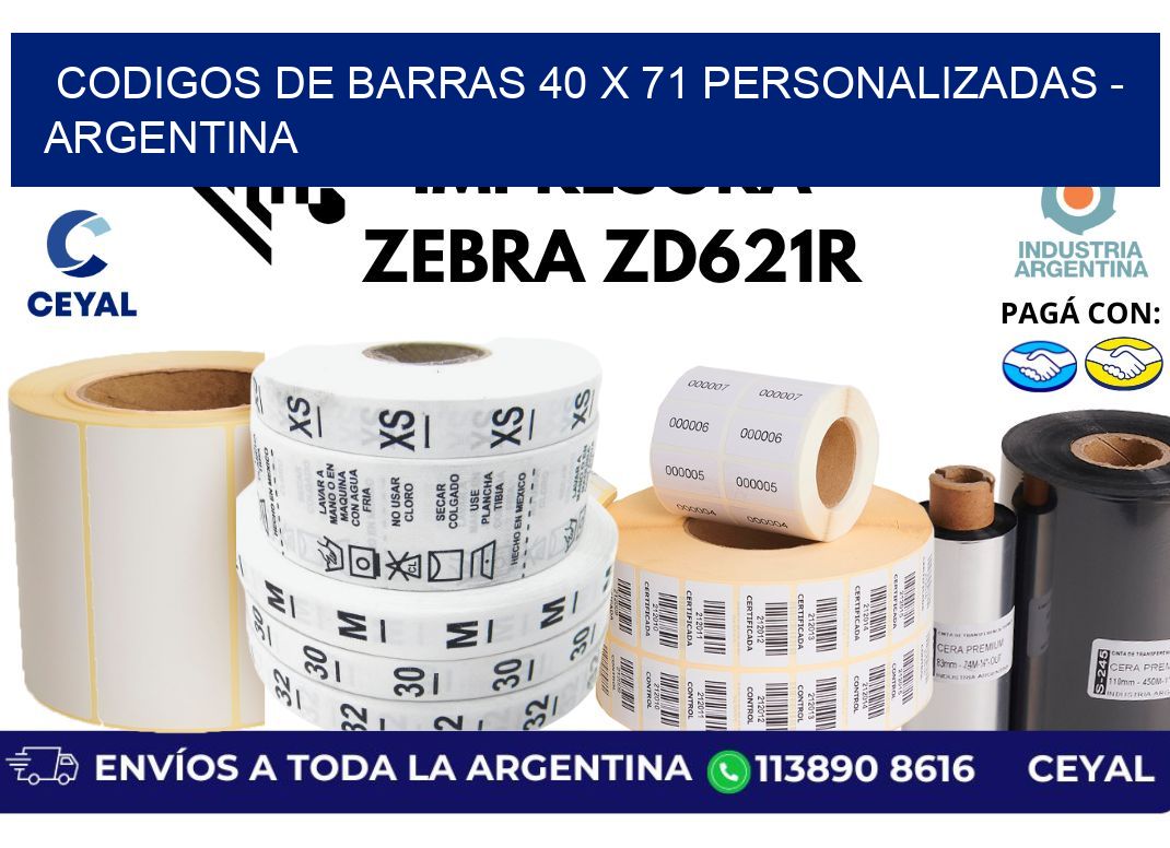 codigos de barras 40 x 71 personalizadas – Argentina