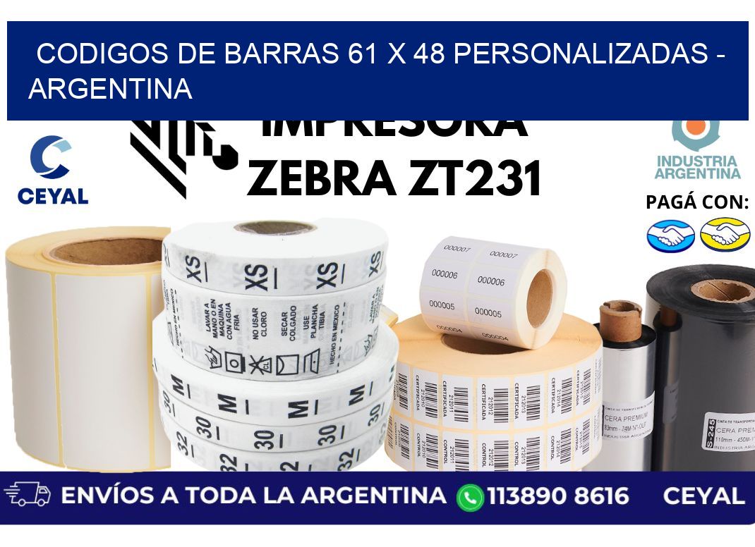 codigos de barras 61 x 48 personalizadas - Argentina