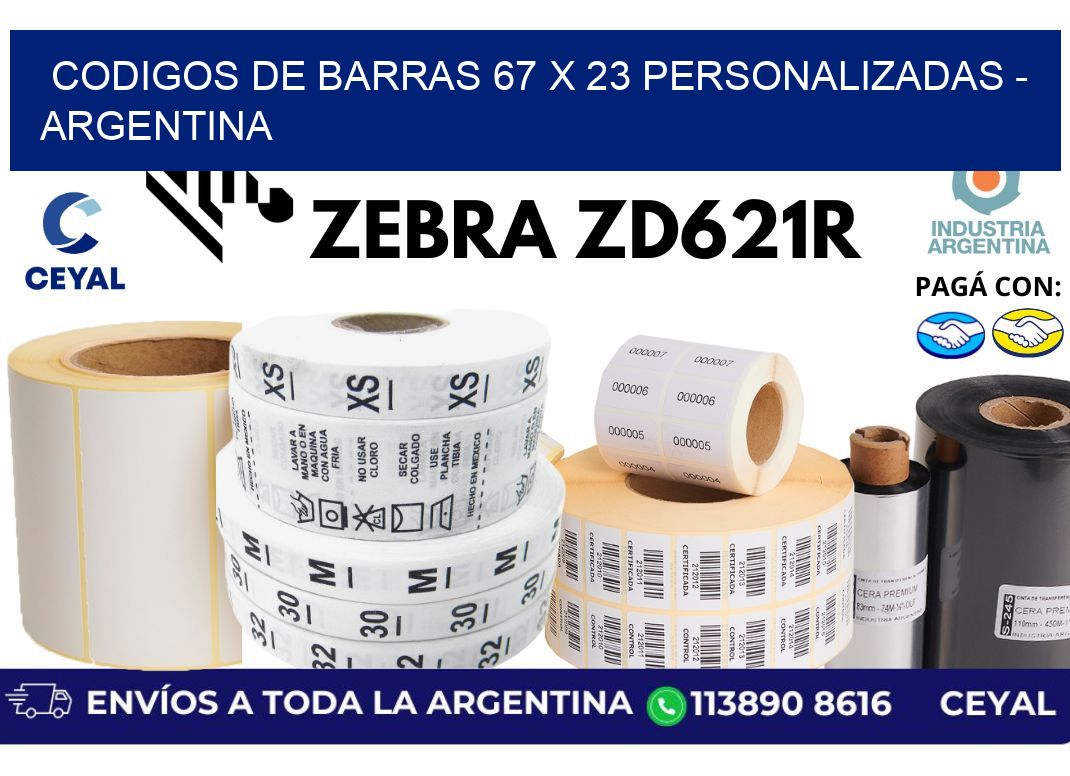 codigos de barras 67 x 23 personalizadas - Argentina