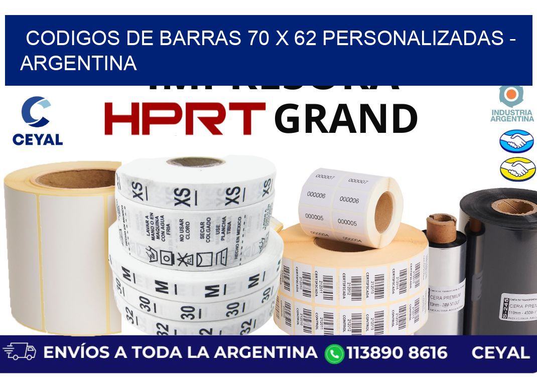 codigos de barras 70 x 62 personalizadas - Argentina