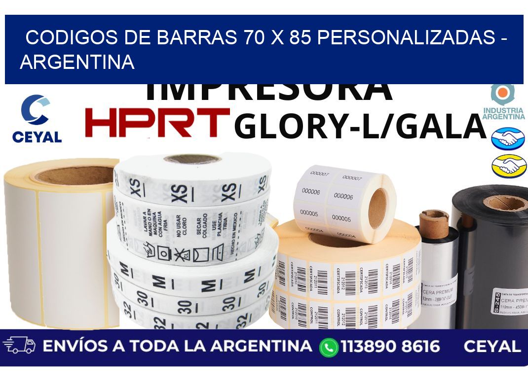 codigos de barras 70 x 85 personalizadas - Argentina