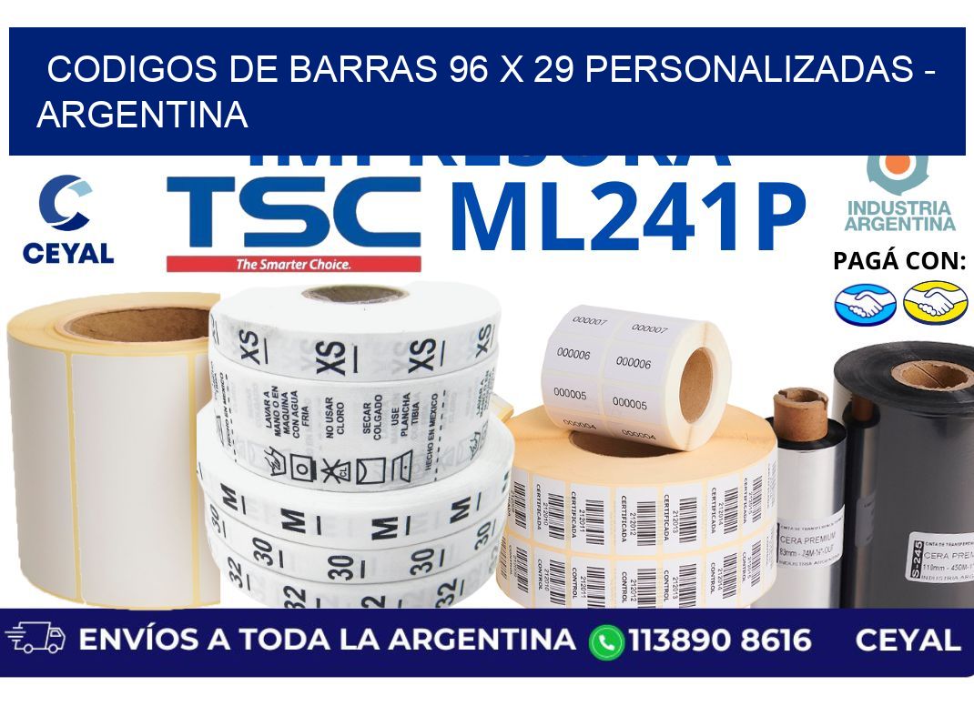 codigos de barras 96 x 29 personalizadas - Argentina