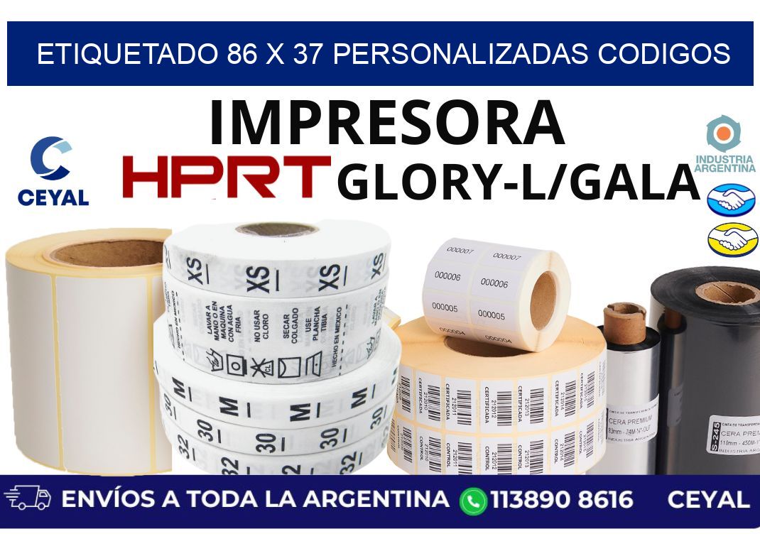 etiquetado 86 x 37 personalizadas codigos