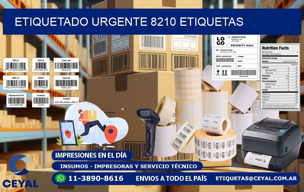 etiquetado urgente 8210 etiquetas