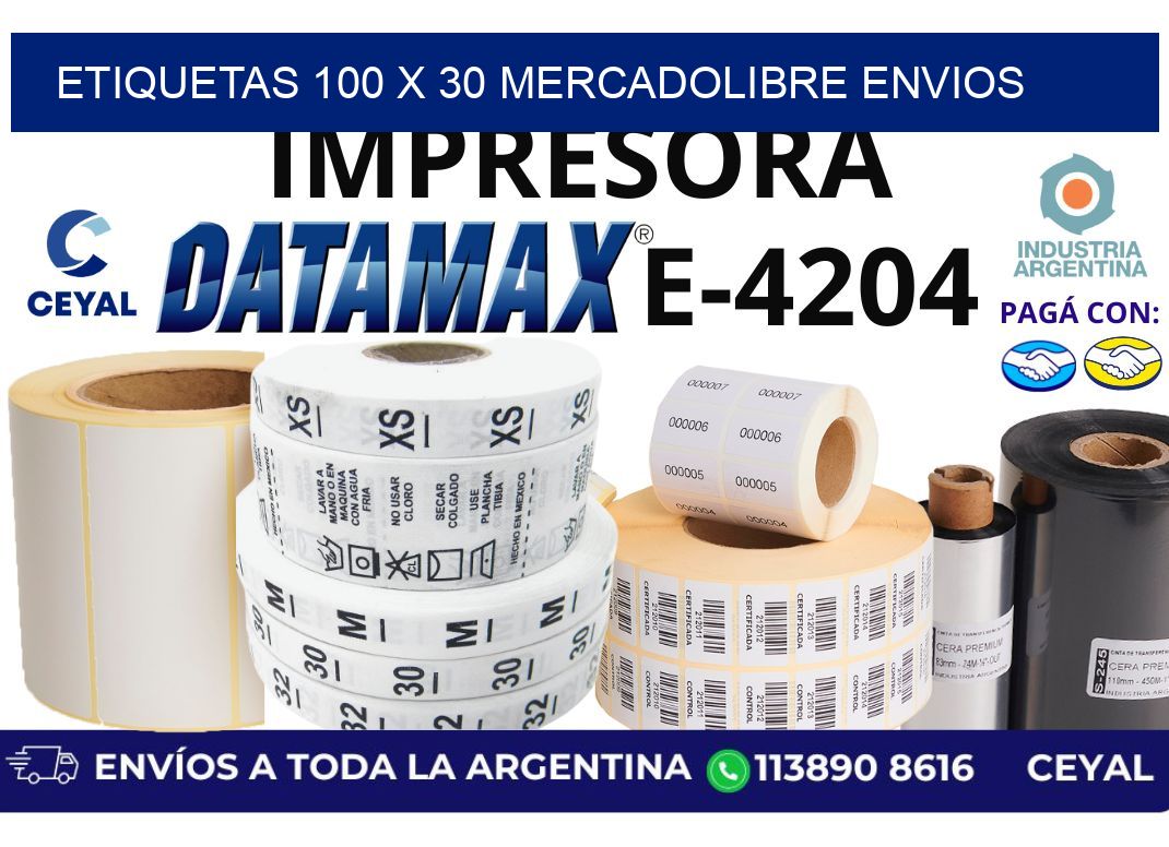 etiquetas 100 x 30 mercadolibre envios