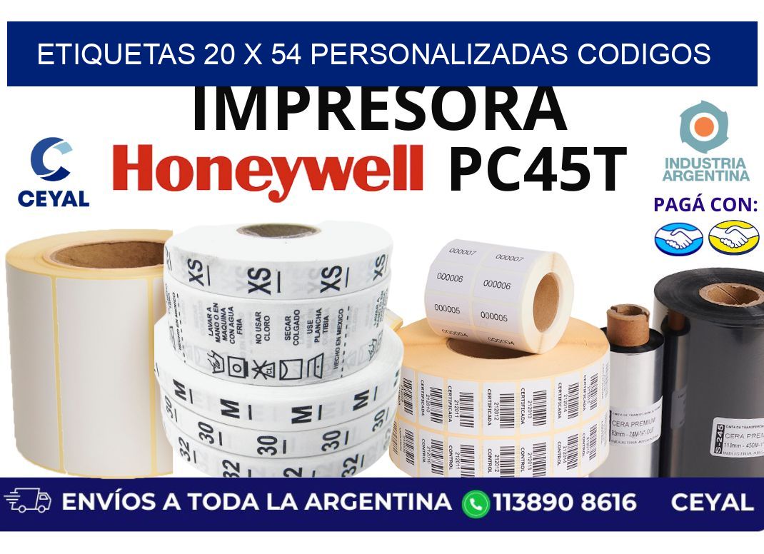 etiquetas 20 x 54 personalizadas codigos