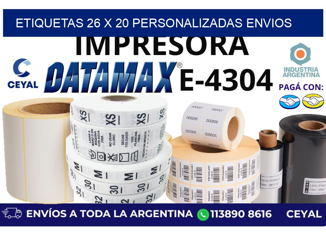 etiquetas 26 x 20 personalizadas envios