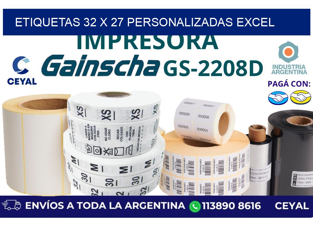 etiquetas 32 x 27 personalizadas excel