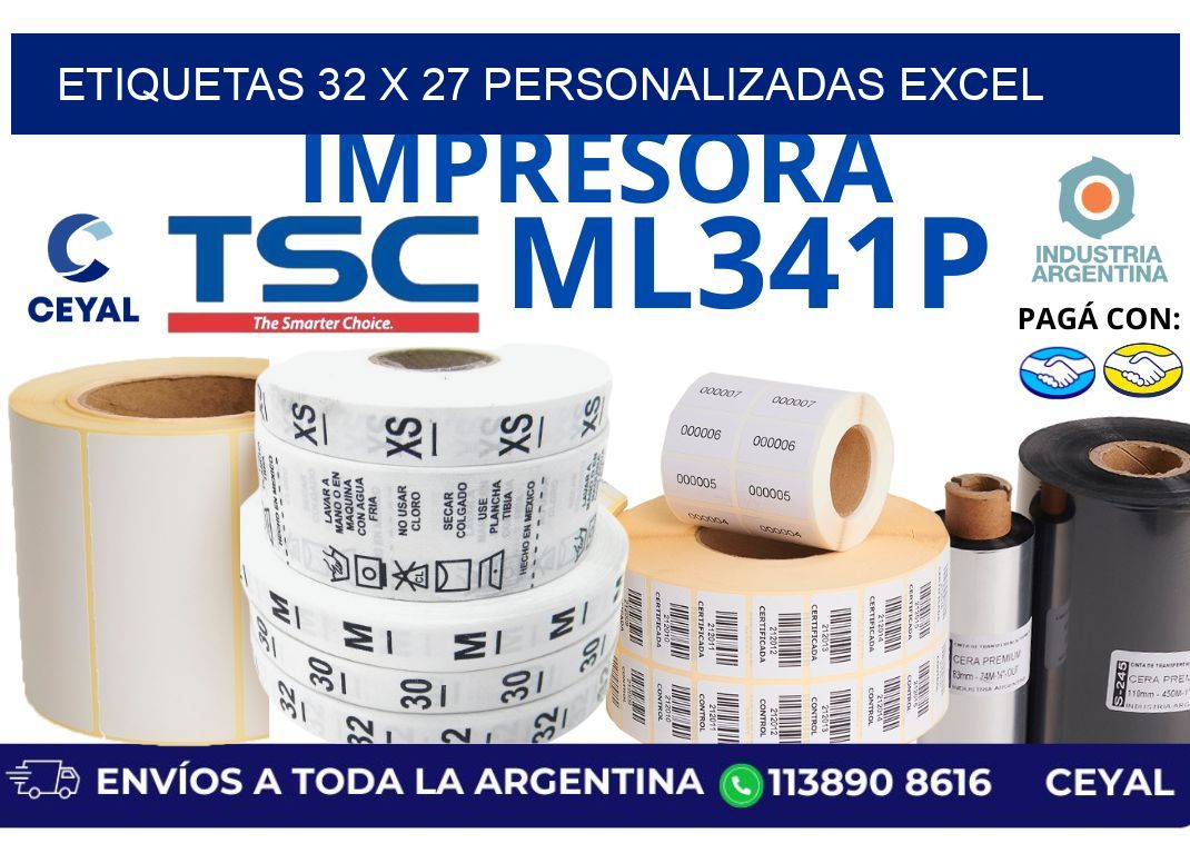 etiquetas 32 x 27 personalizadas excel
