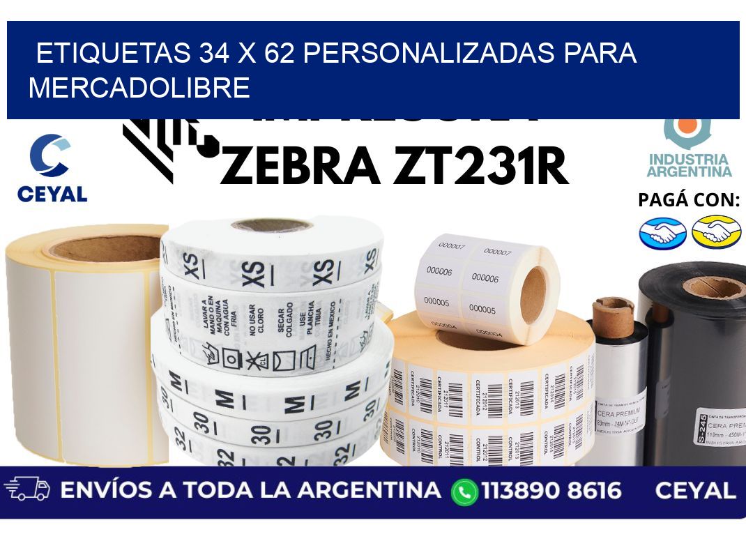 etiquetas 34 x 62 personalizadas para mercadolibre