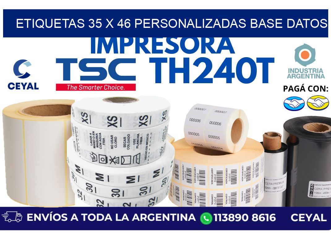 etiquetas 35 x 46 personalizadas base datos
