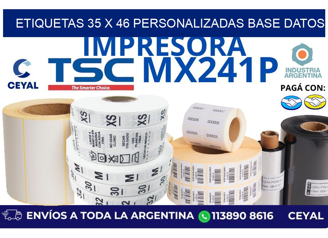 etiquetas 35 x 46 personalizadas base datos