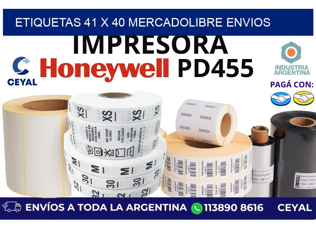 etiquetas 41 x 40 mercadolibre envios