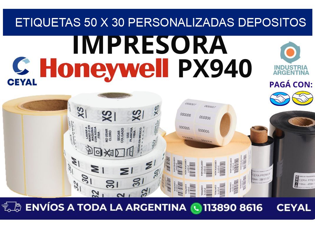 etiquetas 50 x 30 personalizadas depositos
