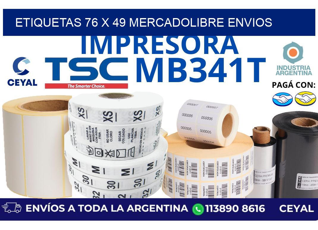 etiquetas 76 x 49 mercadolibre envios