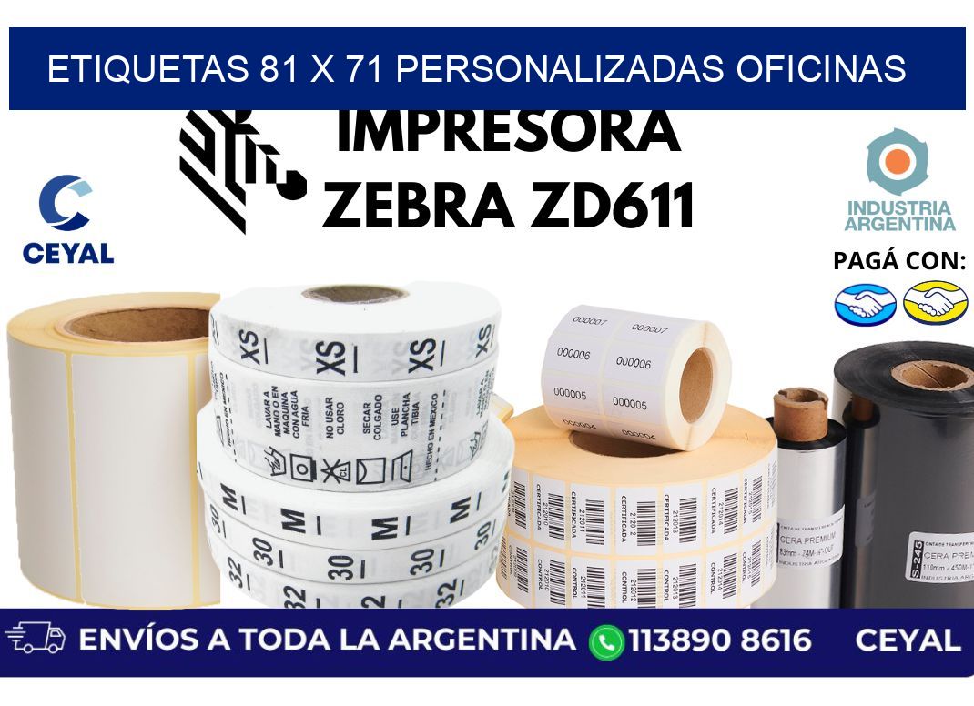 etiquetas 81 x 71 personalizadas oficinas