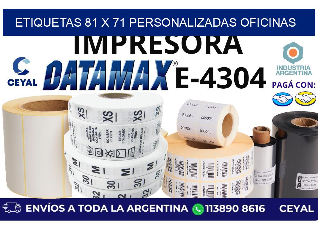 etiquetas 81 x 71 personalizadas oficinas