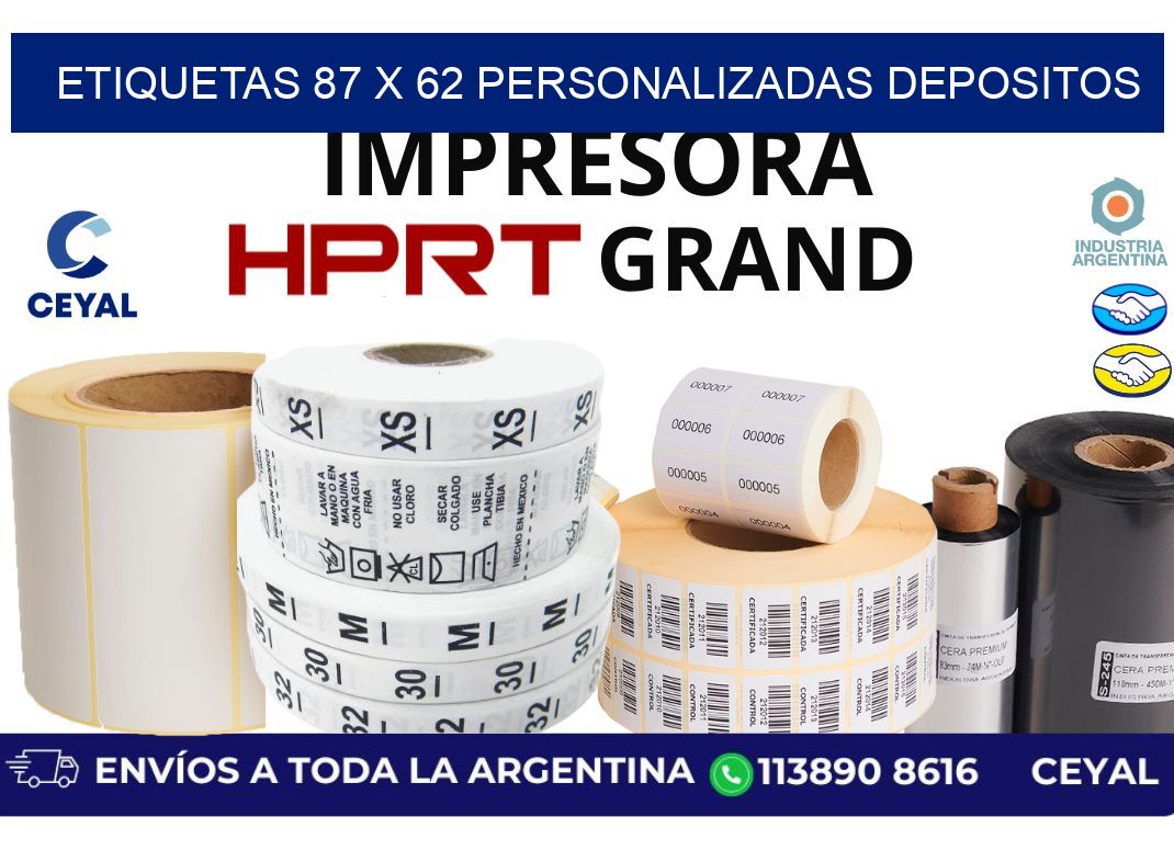 etiquetas 87 x 62 personalizadas depositos