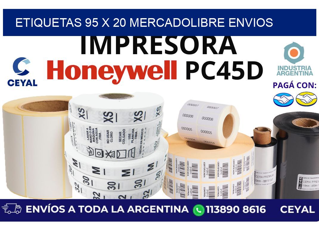 etiquetas 95 x 20 mercadolibre envios