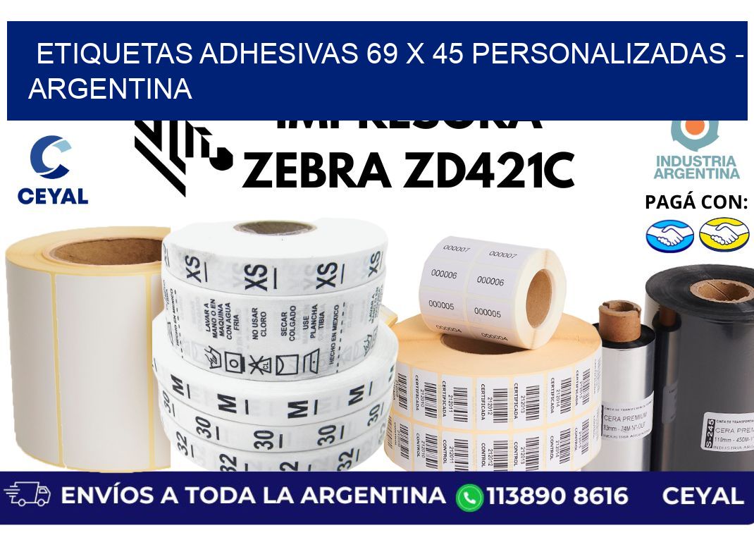 etiquetas adhesivas 69 x 45 personalizadas - Argentina