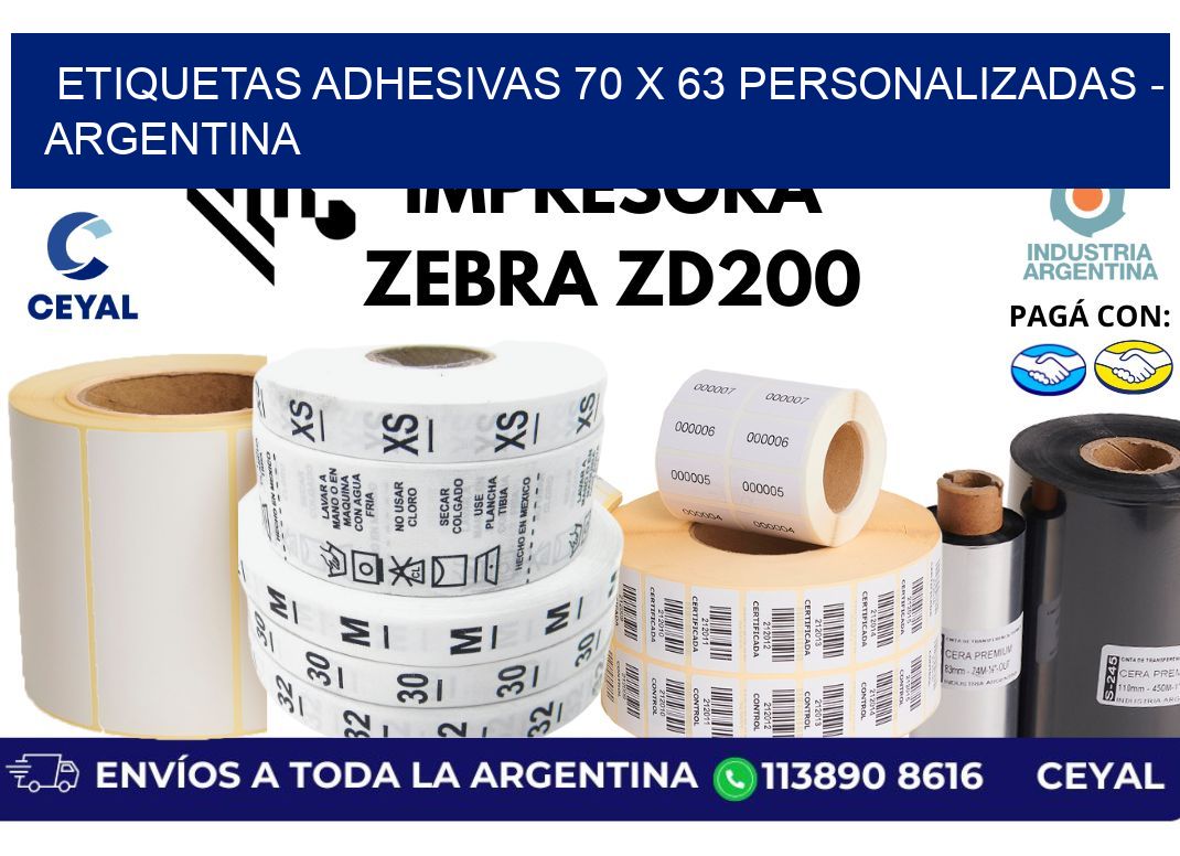 etiquetas adhesivas 70 x 63 personalizadas - Argentina