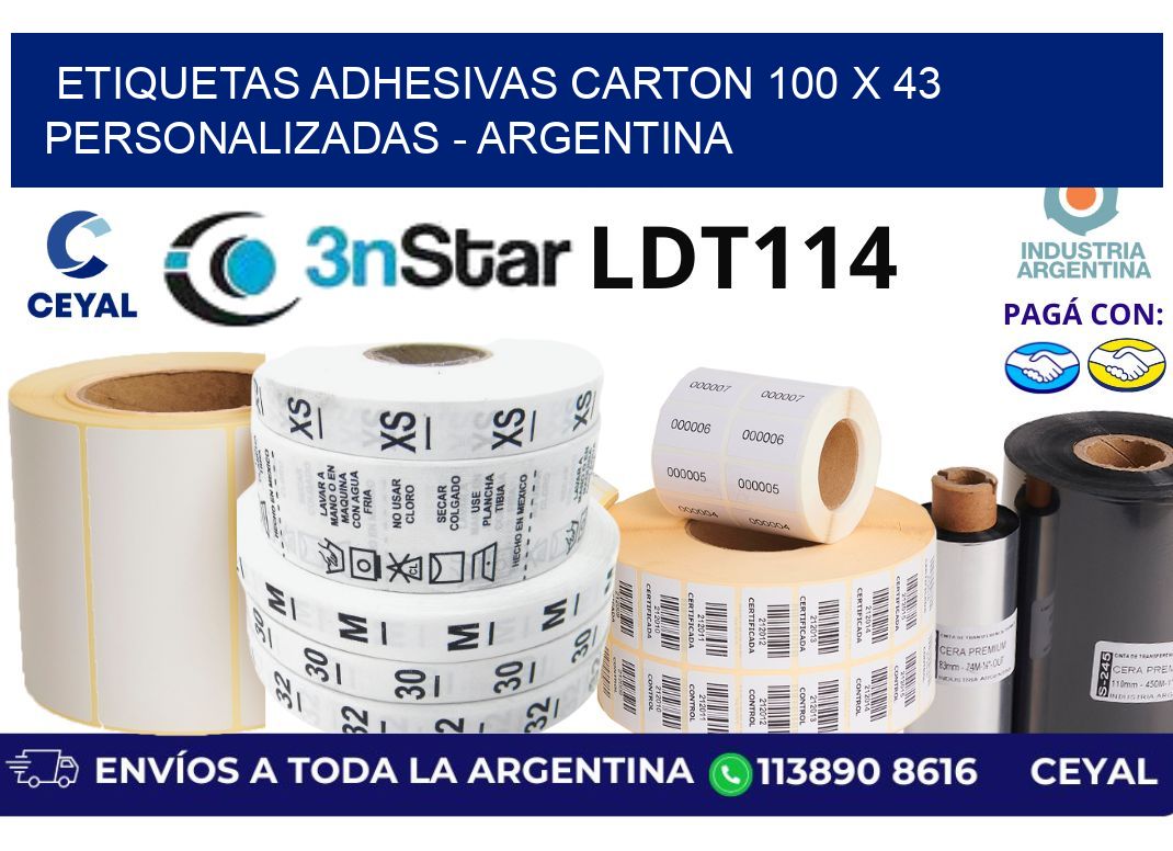 etiquetas adhesivas carton 100 x 43 personalizadas – Argentina