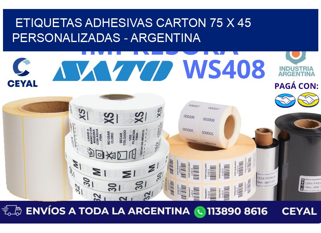 etiquetas adhesivas carton 75 x 45 personalizadas - Argentina