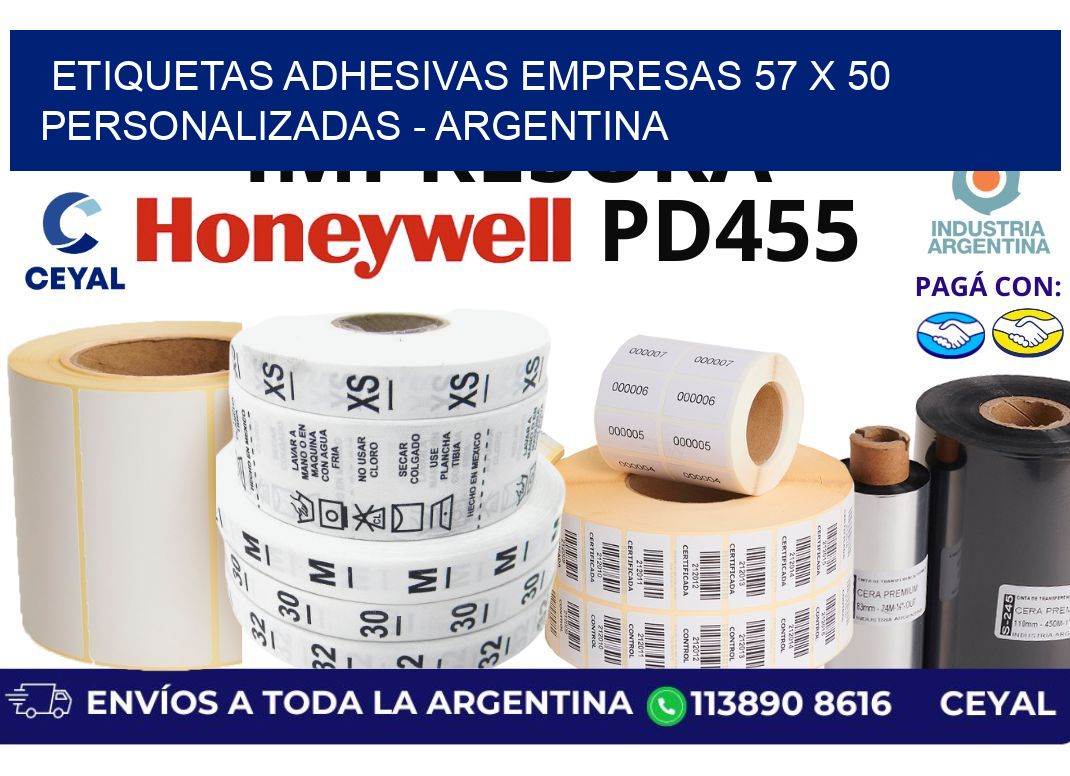 etiquetas adhesivas empresas 57 x 50 personalizadas - Argentina