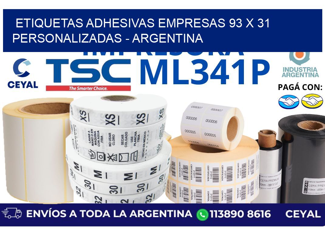 etiquetas adhesivas empresas 93 x 31 personalizadas - Argentina