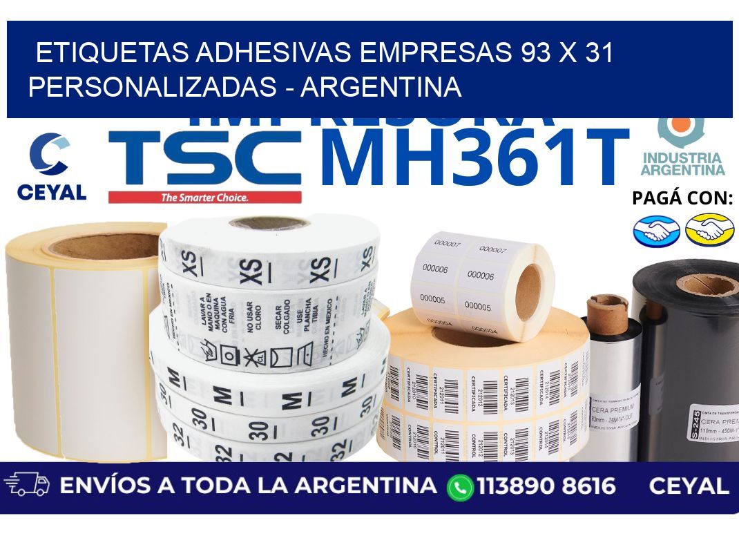 etiquetas adhesivas empresas 93 x 31 personalizadas – Argentina