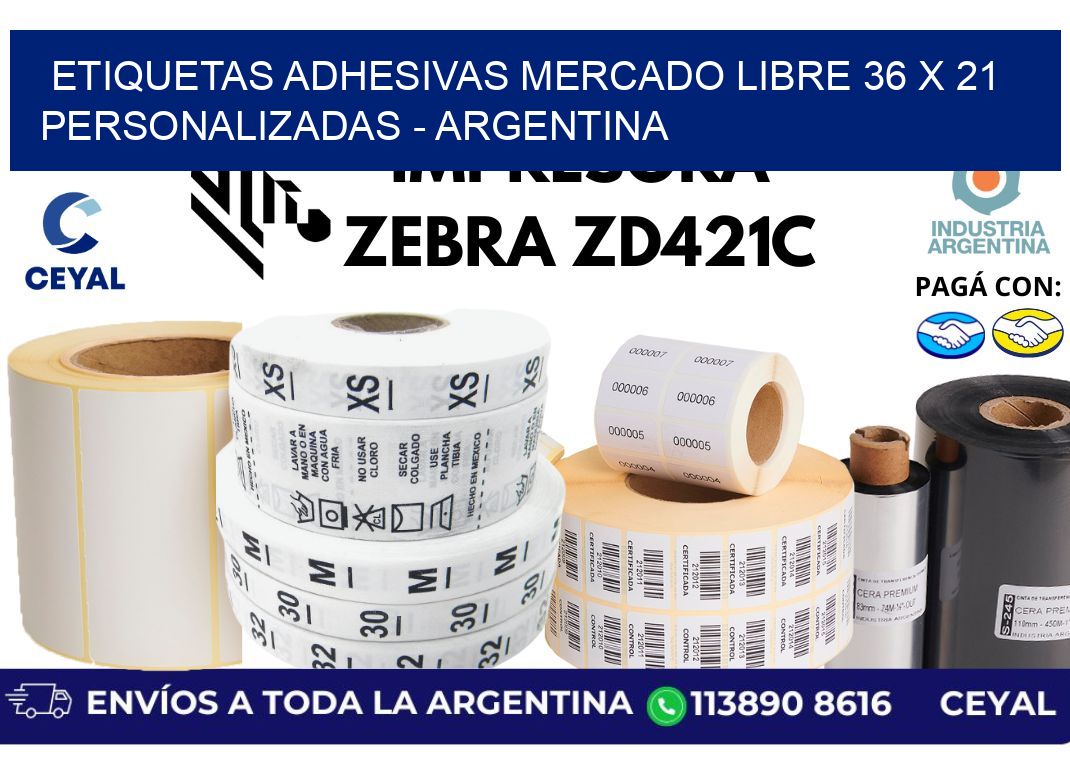 etiquetas adhesivas mercado libre 36 x 21 personalizadas - Argentina