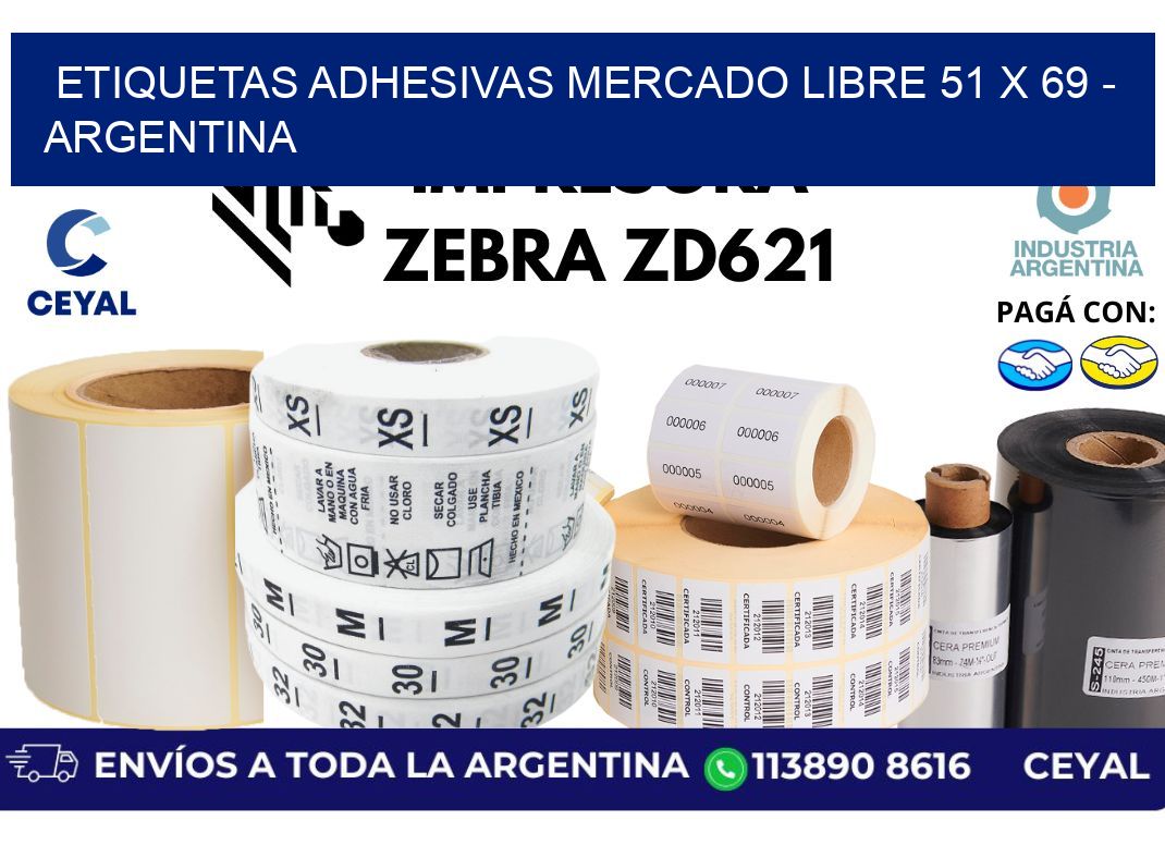 etiquetas adhesivas mercado libre 51 x 69 - Argentina