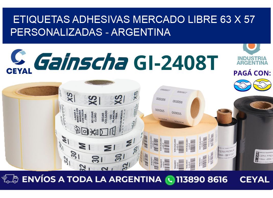 etiquetas adhesivas mercado libre 63 x 57 personalizadas - Argentina