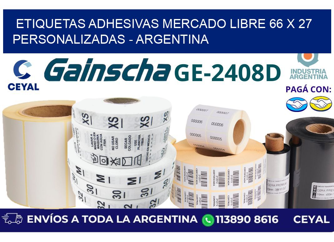 etiquetas adhesivas mercado libre 66 x 27 personalizadas - Argentina