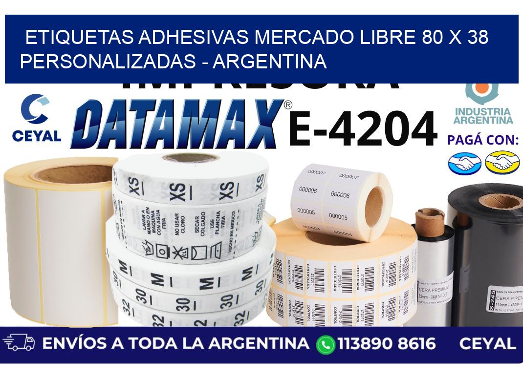 etiquetas adhesivas mercado libre 80 x 38 personalizadas - Argentina