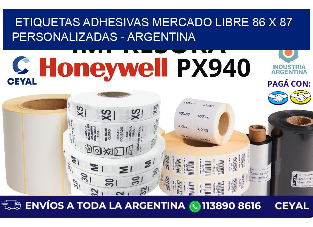 etiquetas adhesivas mercado libre 86 x 87 personalizadas – Argentina