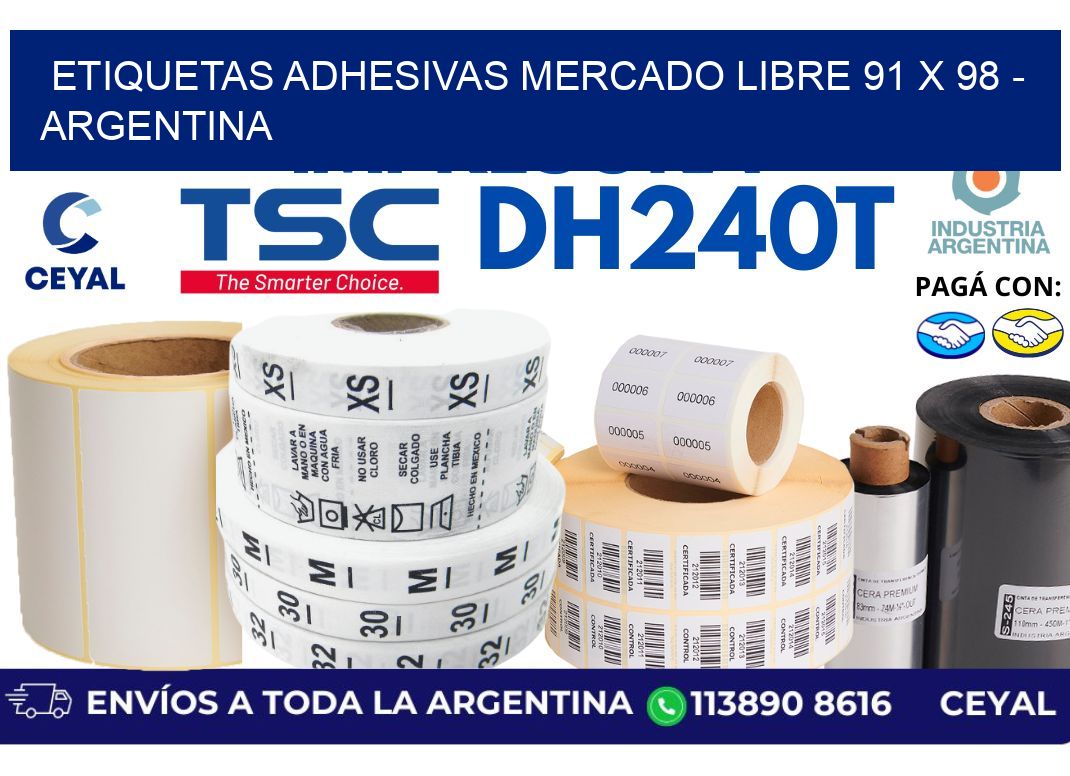 etiquetas adhesivas mercado libre 91 x 98 - Argentina